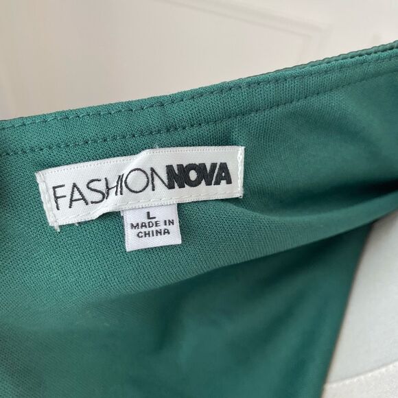 Fashion Nova When In Rome Rosette Satin Midi Dress Hunter Green L - Picture 8 of 8